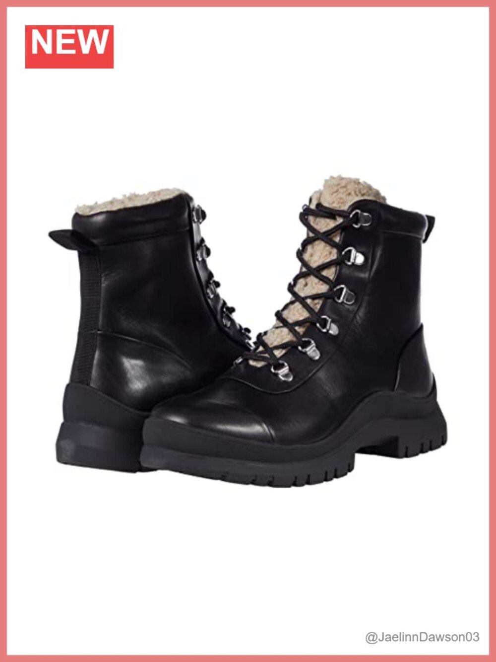 Faux Shearling Lined Lace-Up Ankle Bootie Water Resistant Boots